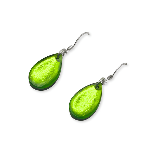 Lime Flower Shiny Petal Fish Hook Earrings | The Jewellery Stop