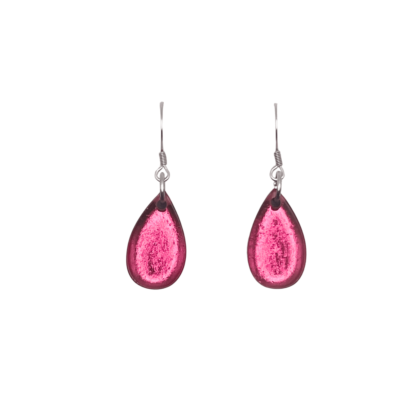 Pink Flower Shiny Petal Fish Hook Earrings | The Jewellery Stop