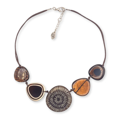 Brown Natural Eclectic Shiny Necklace on Cord