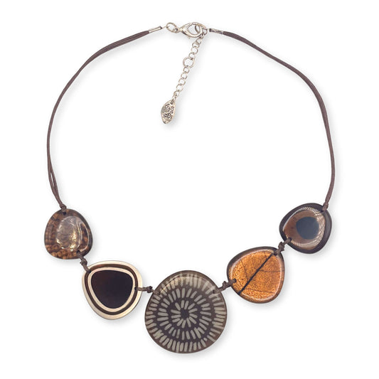 Brown Natural Eclectic Shiny Necklace on Cord