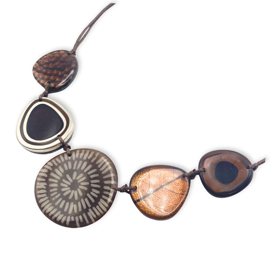 Brown Natural Eclectic Shiny Necklace on Cord