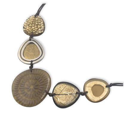 Gold Natural Eclectic Shiny Necklace on Cord