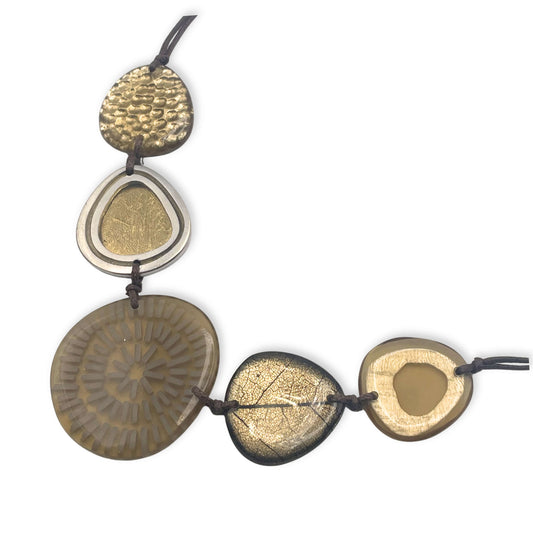 Gold Natural Eclectic Shiny Necklace on Cord