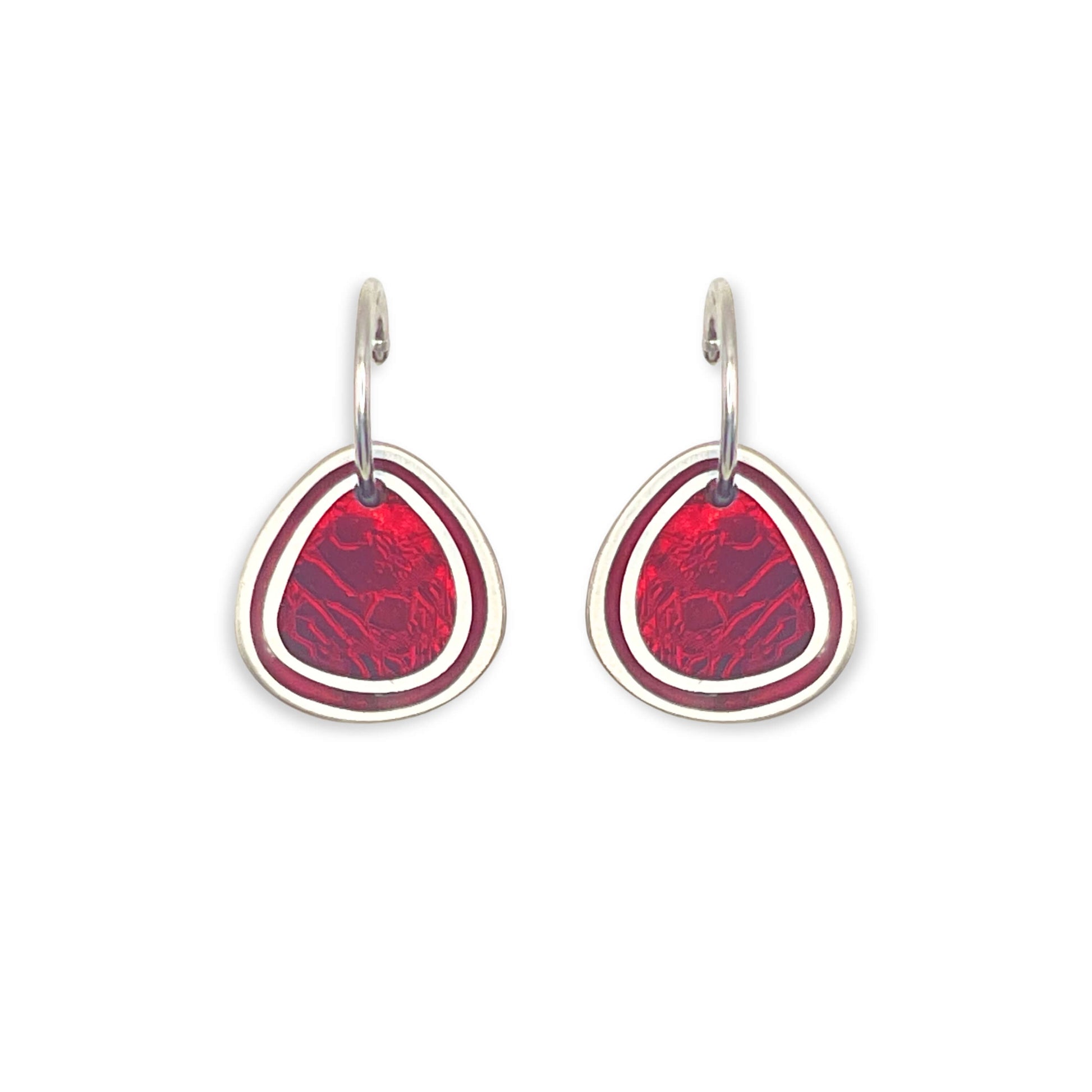 Berry Natural Eclectic Shiny Creole Earrings