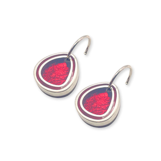 Berry Natural Eclectic Shiny Creole Earrings