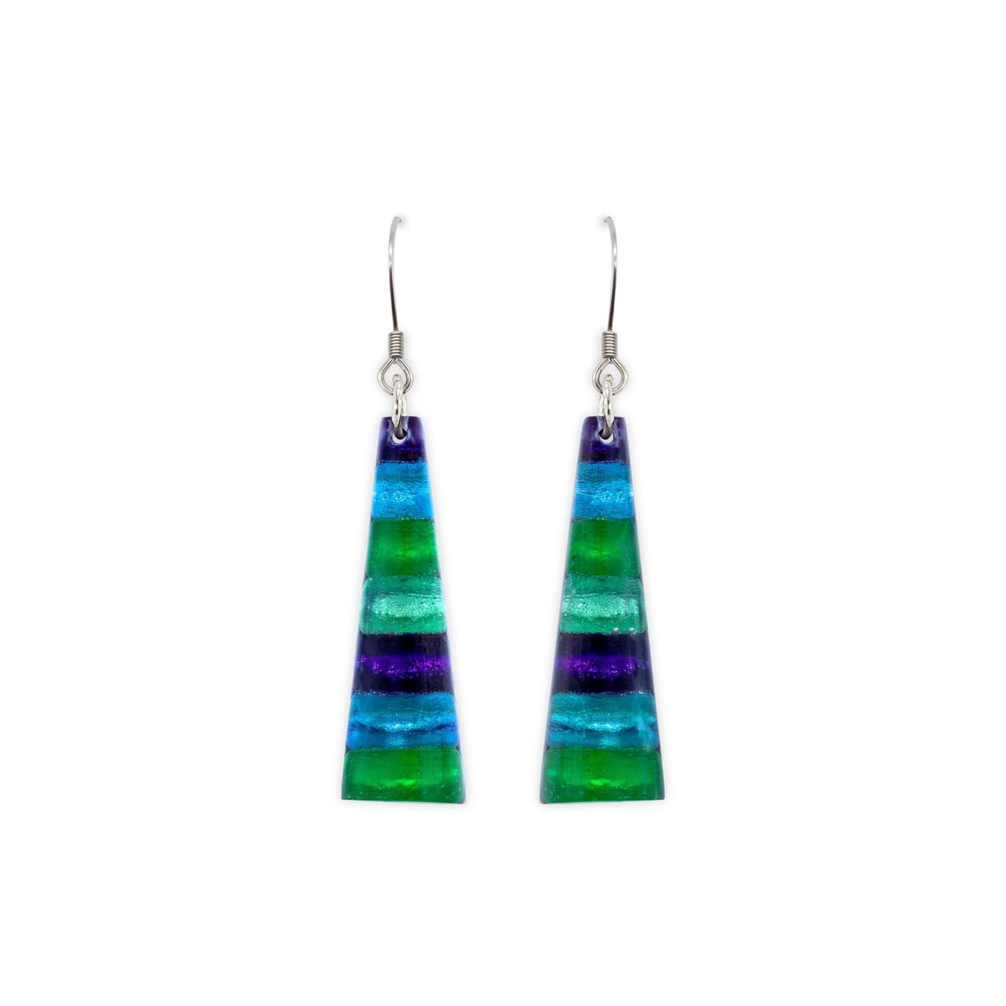 Aurora Triangle Stripes Shiny Fish Hook Earrings | The Jewellery Stop