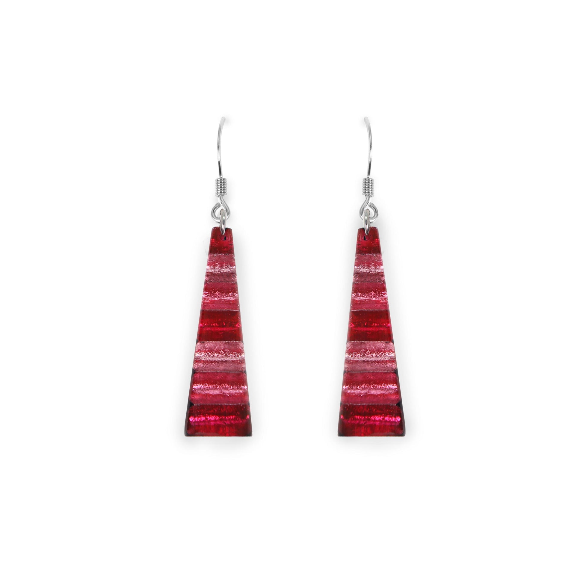 Flamingo Triangle Stripes Shiny Fish Hook Earrings