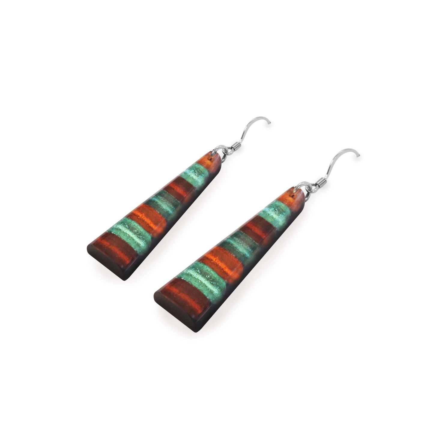 Morocco Triangle Stripes Shiny Fish Hook Earrings | The Jewellery Stop