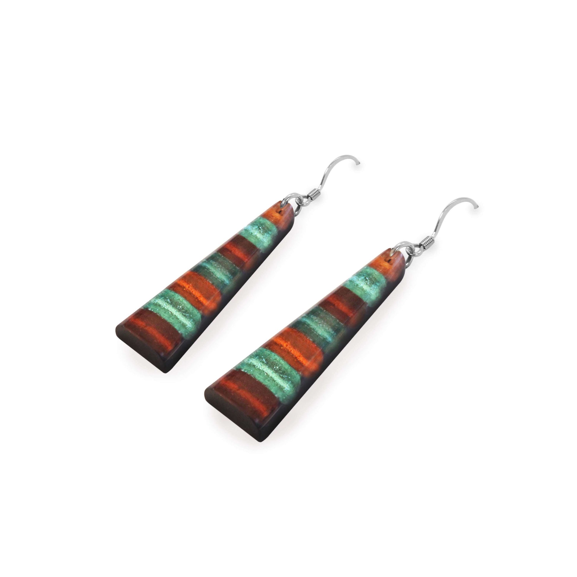 Morocco Triangle Stripes Shiny Fish Hook Earrings | The Jewellery Stop