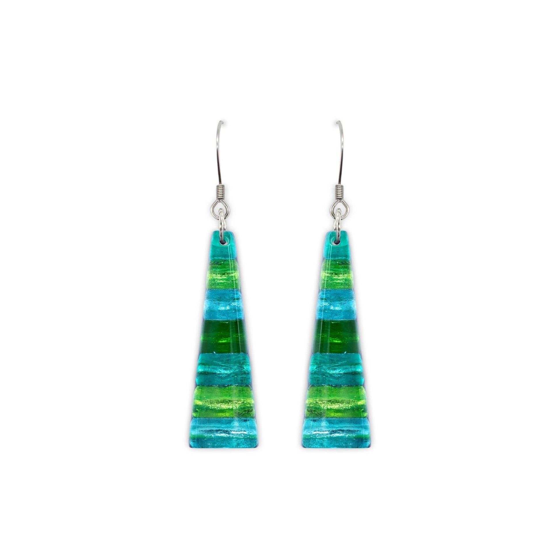 Neptune Triangle Stripes Shiny Fish Hook Earrings | The Jewellery Stop