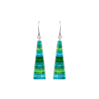 Neptune Triangle Stripes Shiny Fish Hook Earrings | The Jewellery Stop