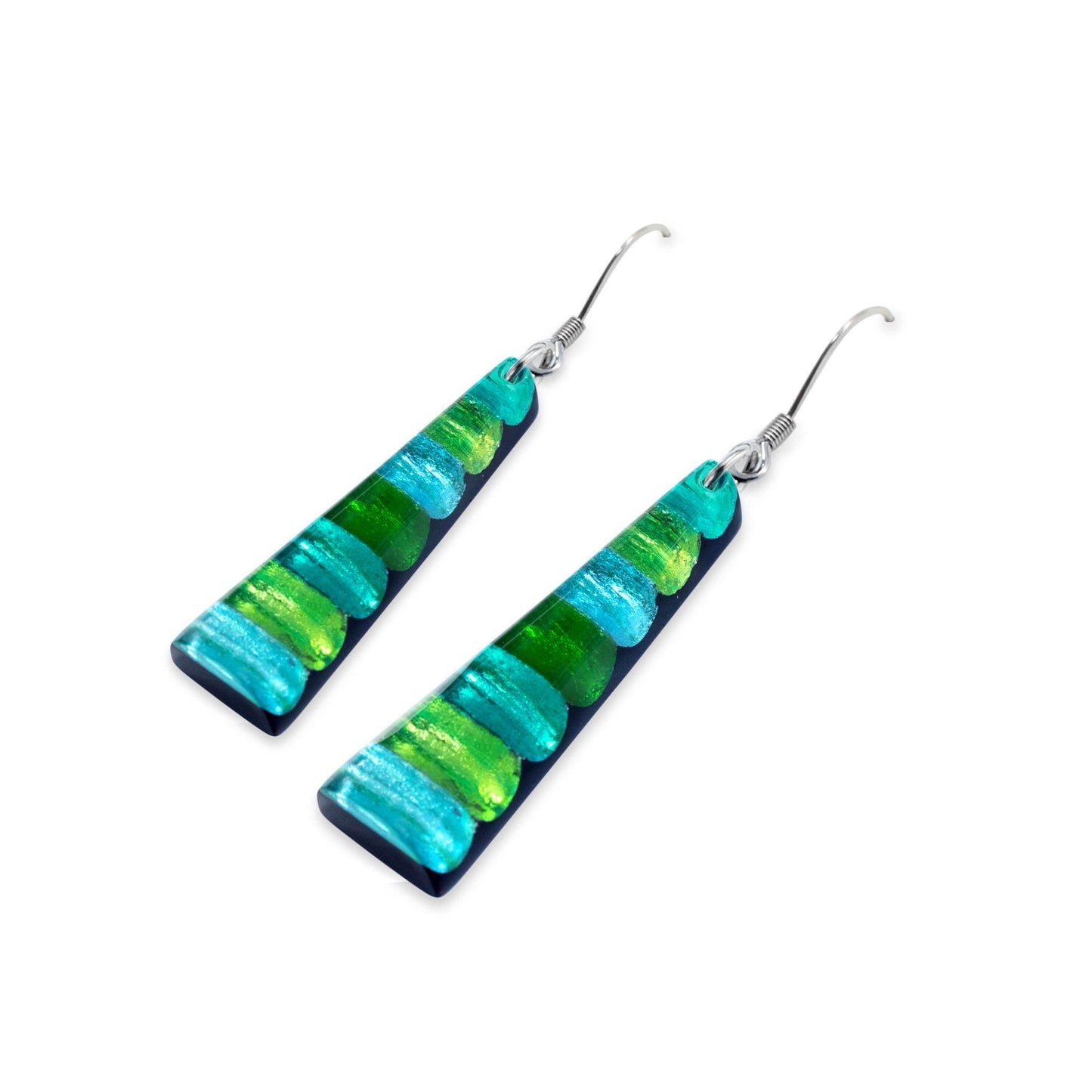 Neptune Triangle Stripes Shiny Fish Hook Earrings | The Jewellery Stop