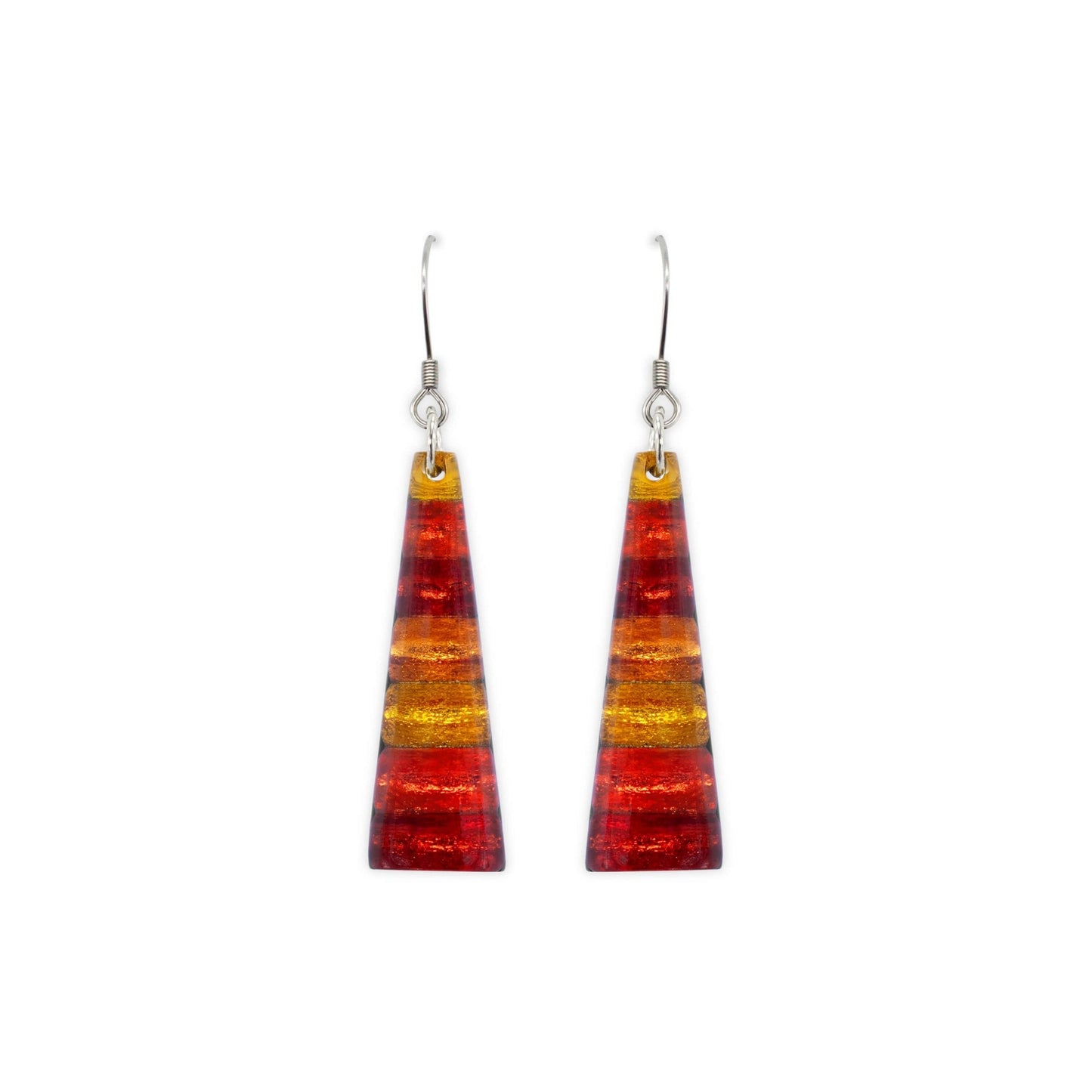 Terracotta Triangle Stripes Shiny Fish Hook Earrings | The Jewellery Stop