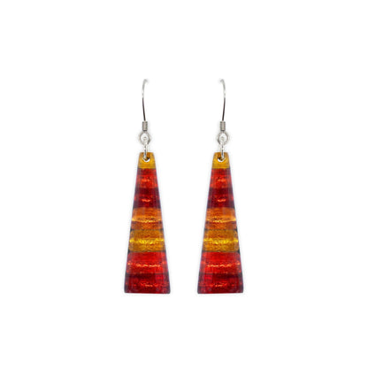 Terracotta Triangle Stripes Shiny Fish Hook Earrings | The Jewellery Stop