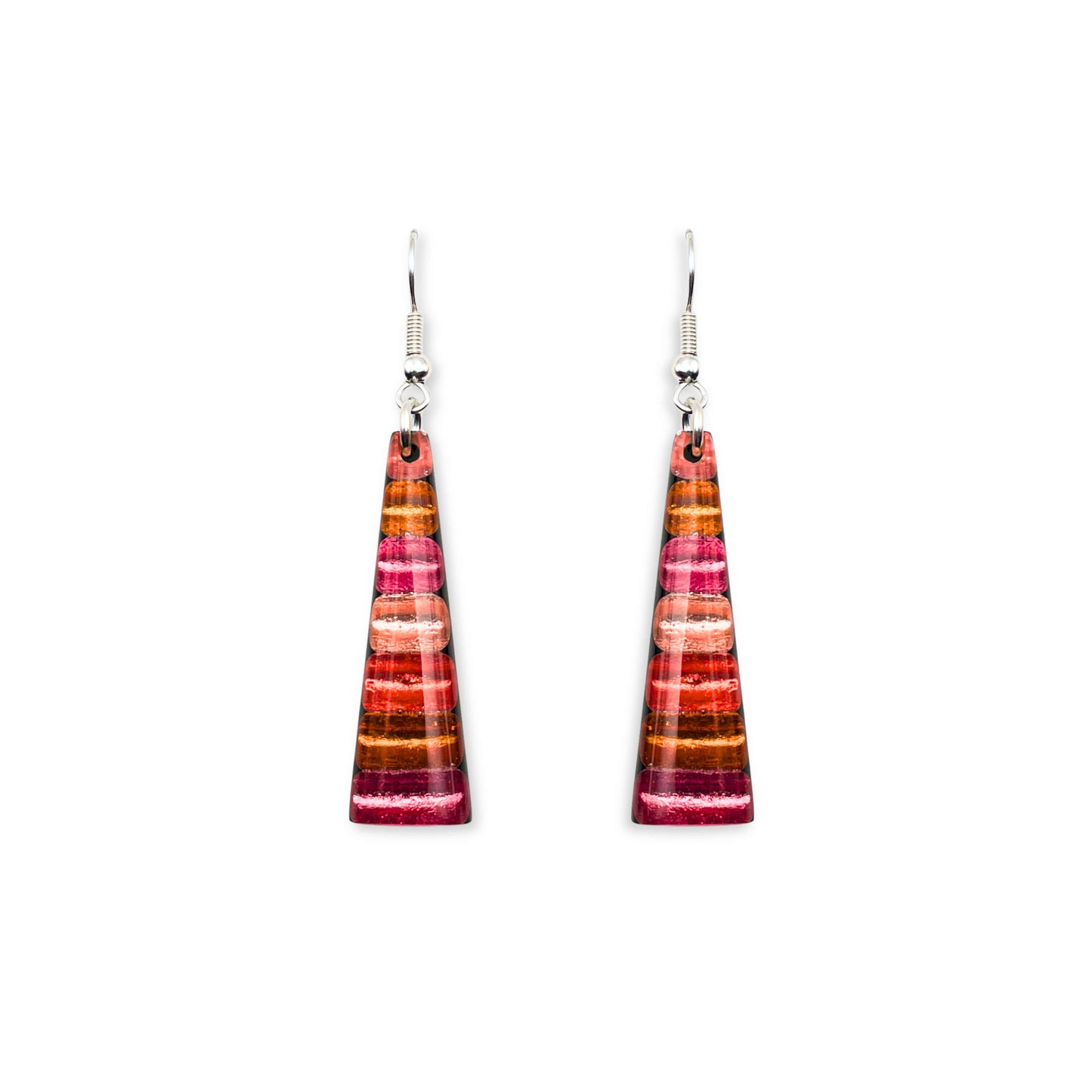 Coral Triangle Stripes Shiny Fish Hook Earrings