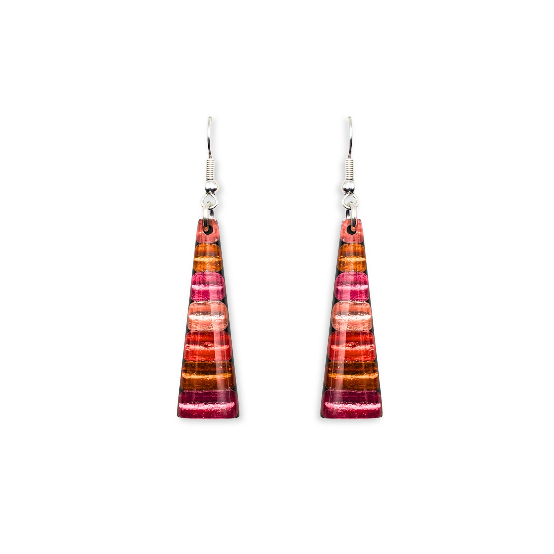 Coral Triangle Stripes Shiny Fish Hook Earrings