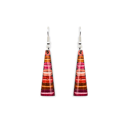 Coral Triangle Stripes Shiny Fish Hook Earrings