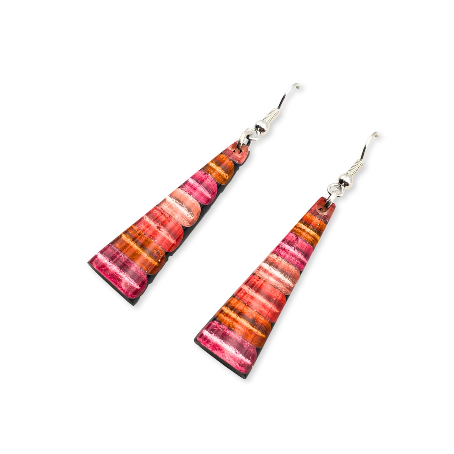 Coral Triangle Stripes Shiny Fish Hook Earrings