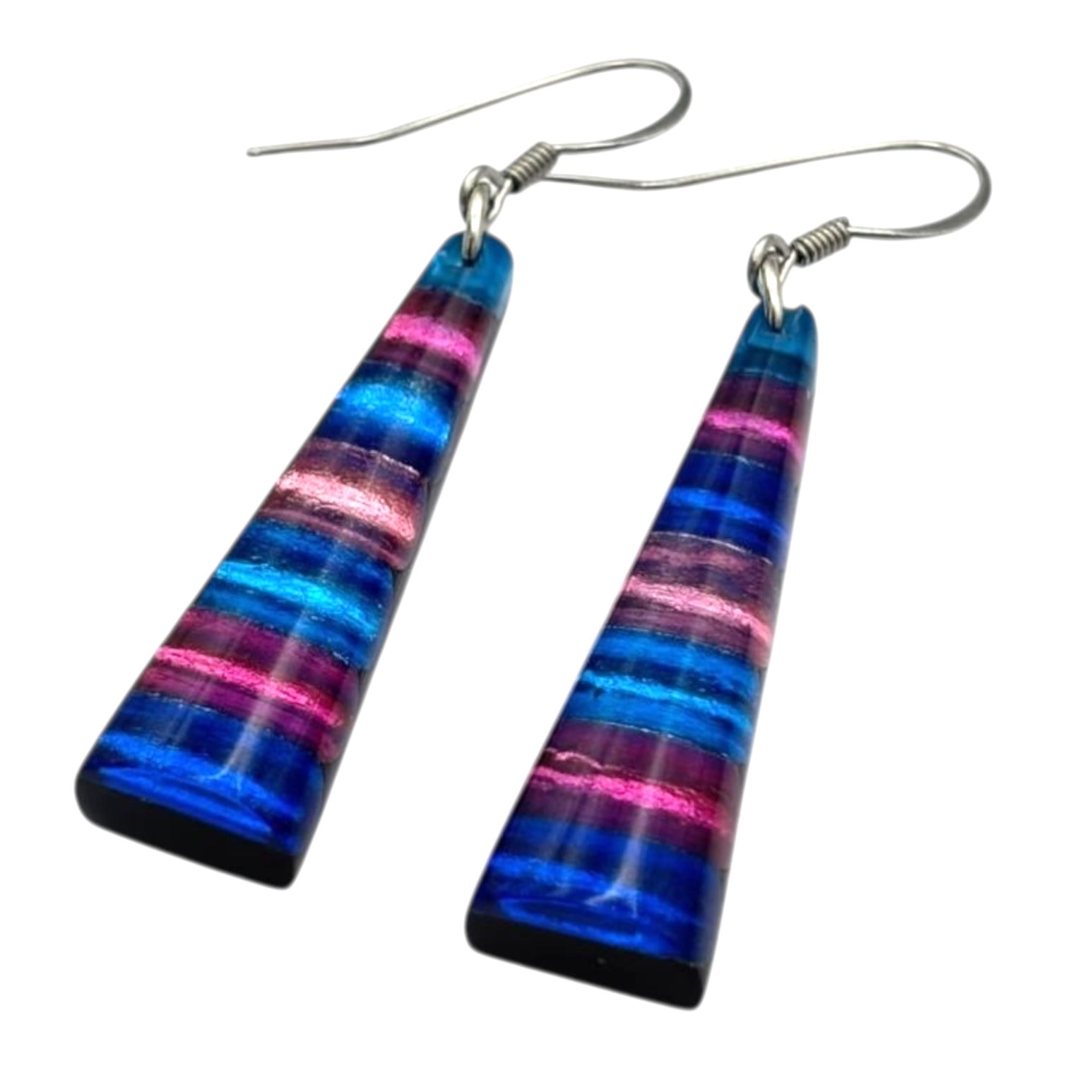 Paradise Triangle Stripes Shiny Fish Hook Earrings | The Jewellery Stop