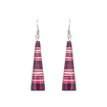Peony Triangle Stripes Shiny Fish Hook Earrings
