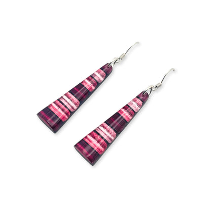 Peony Triangle Stripes Shiny Fish Hook Earrings