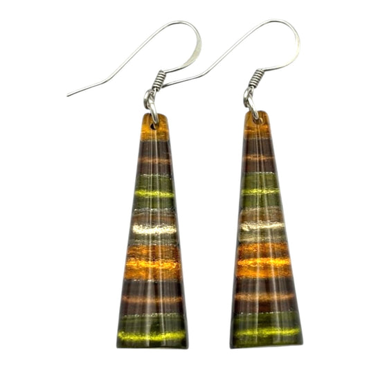 Pistachio Triangle Stripes Shiny Fish Hook Earrings | The Jewellery Stop