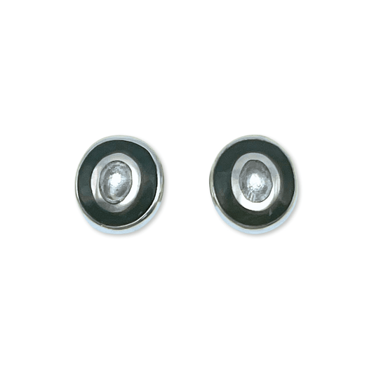Black Organic Circles Shiny Medium Stud Earrings | The Jewellery Stop