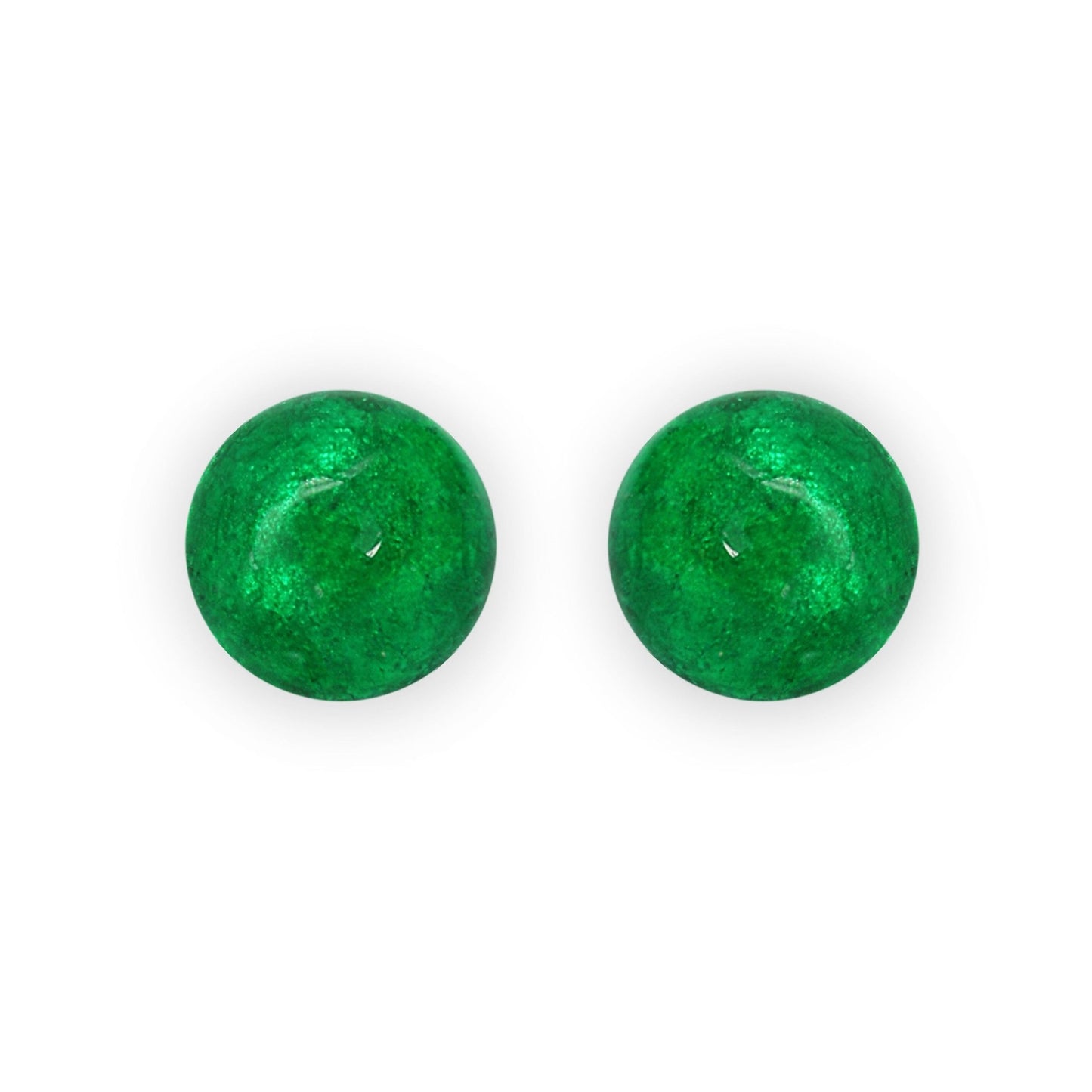 Emerald Cabouchon Shiny Large Stud Earrings | The Jewellery Stop