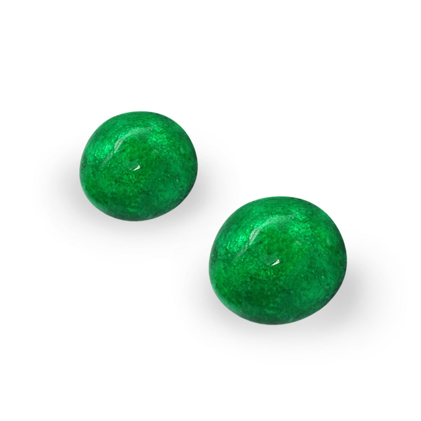 Emerald Cabouchon Shiny Large Stud Earrings | The Jewellery Stop