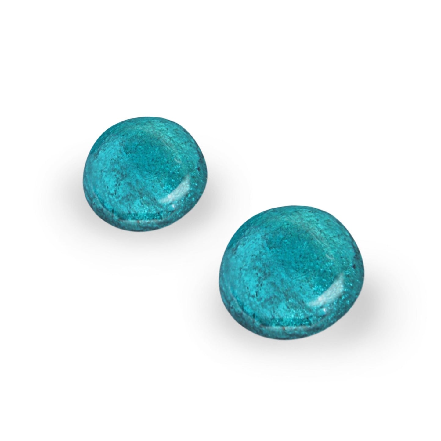 Verdigris Cabouchon Shiny Large Stud Earrings | The Jewellery Stop