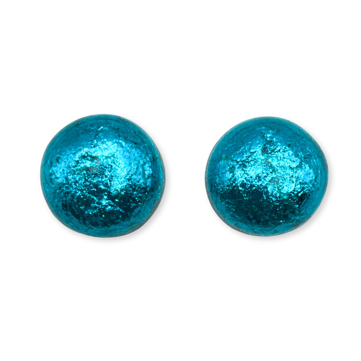 Teal Cabouchon Shiny Large Stud Earrings