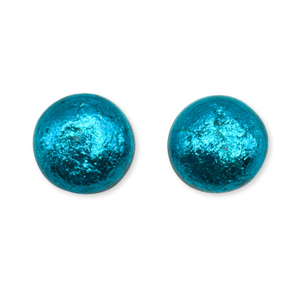 Teal Cabouchon Shiny Large Stud Earrings