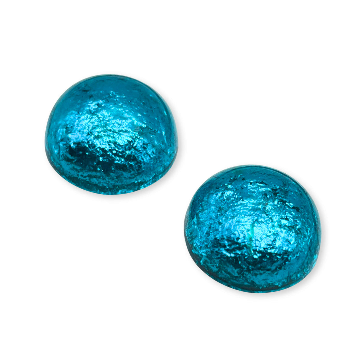 Teal Cabouchon Shiny Large Stud Earrings