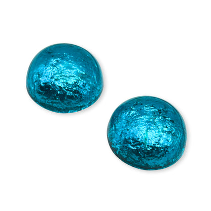 Teal Cabouchon Shiny Large Stud Earrings
