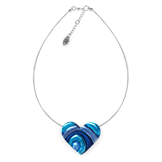 Ocean Heart Swirl Shiny Pendant