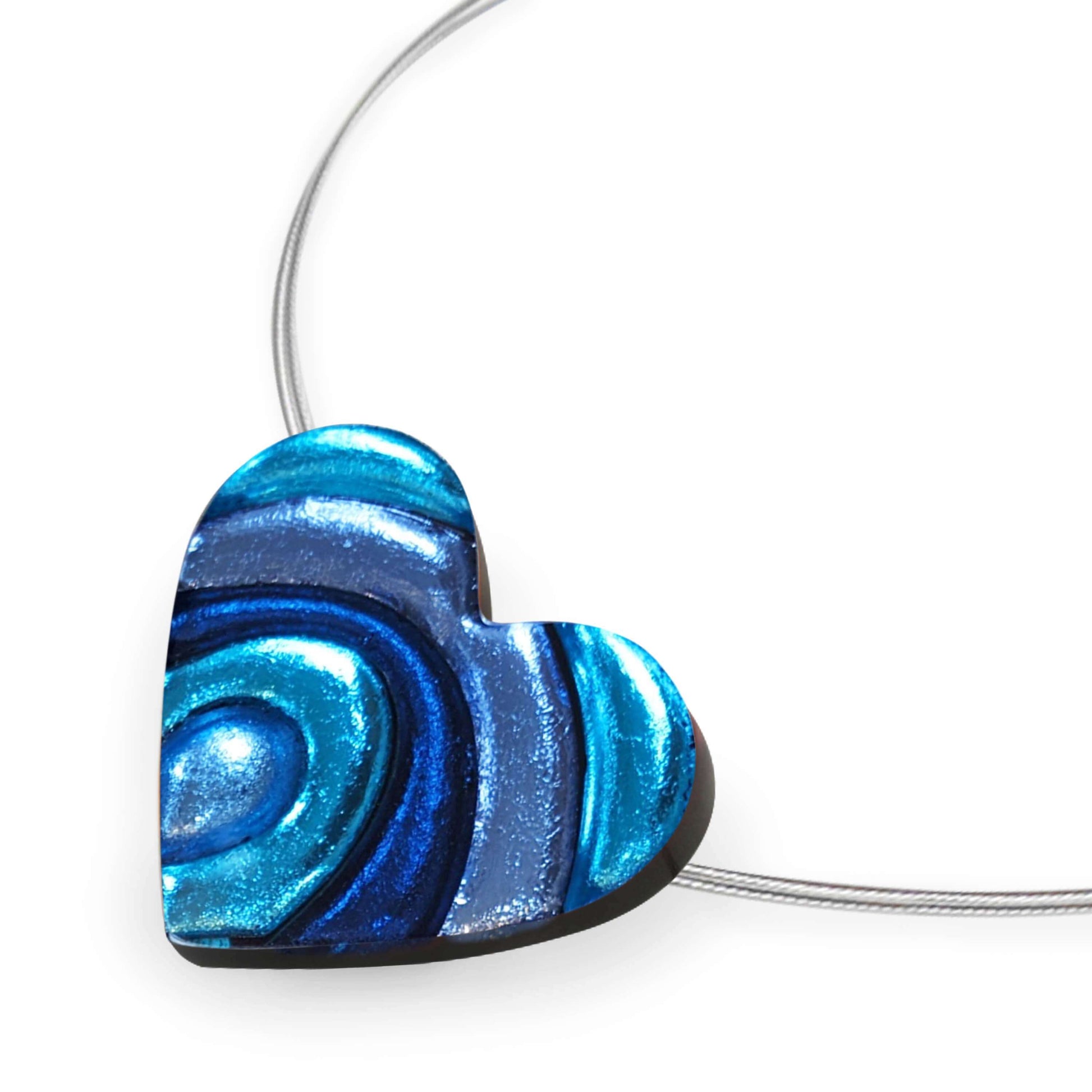 Ocean Heart Swirl Shiny Pendant