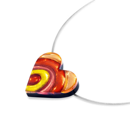Terracotta Heart Swirl Shiny Pendant | The Jewellery Stop