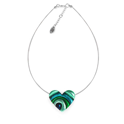 Verdigris Heart Swirl Shiny Pendant | The Jewellery Stop