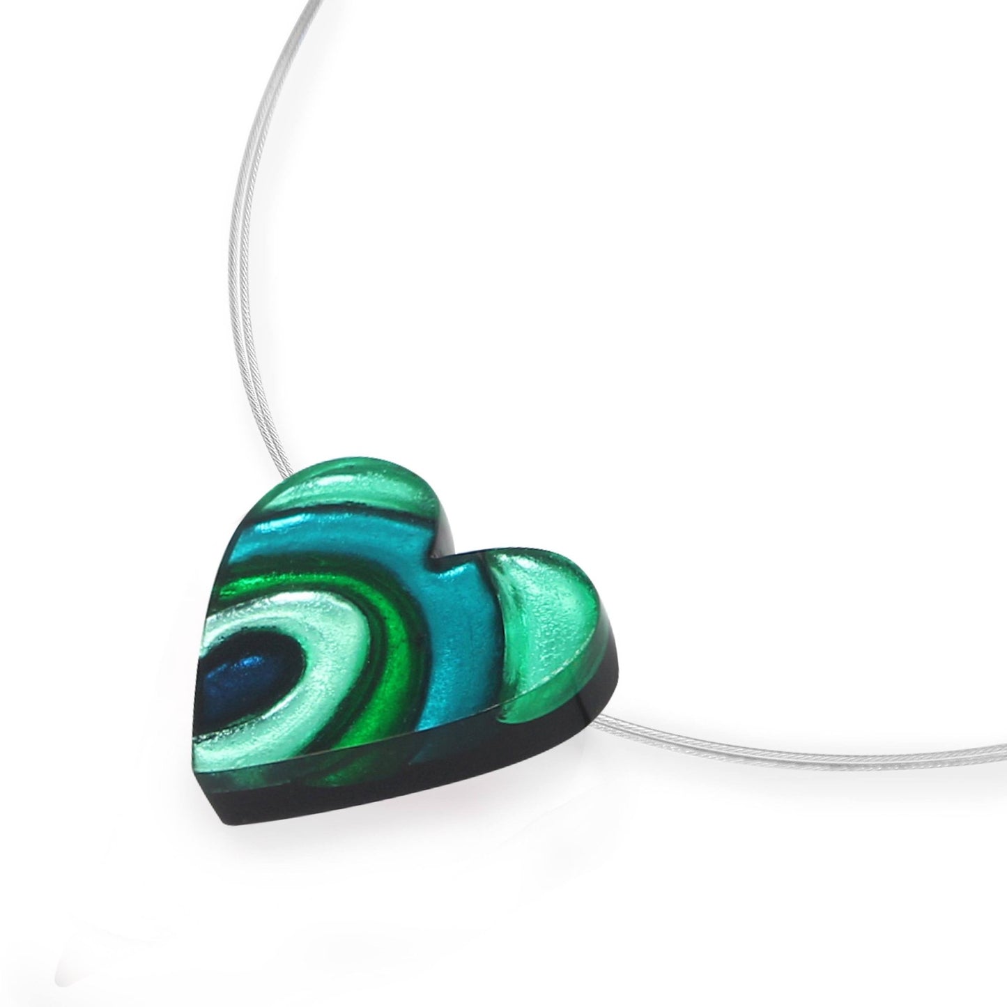 Verdigris Heart Swirl Shiny Pendant | The Jewellery Stop