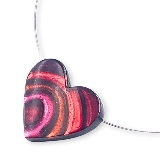 Maple Heart Swirl Shiny Pendant