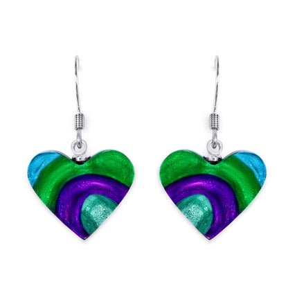 Aurora Heart Swirl Shiny Fish Hook Earrings | The Jewellery Stop