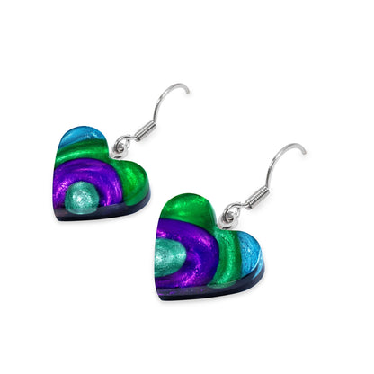 Aurora Heart Swirl Shiny Fish Hook Earrings | The Jewellery Stop