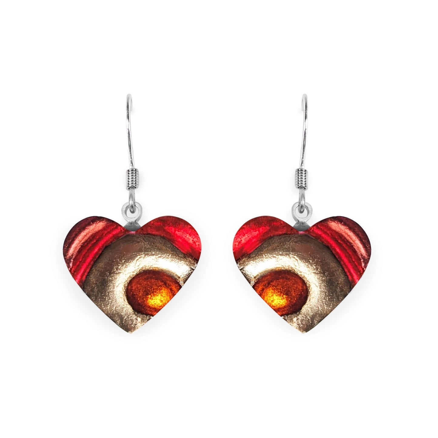 Chilli Heart Swirl Shiny Fish Hook Earrings | The Jewellery Stop