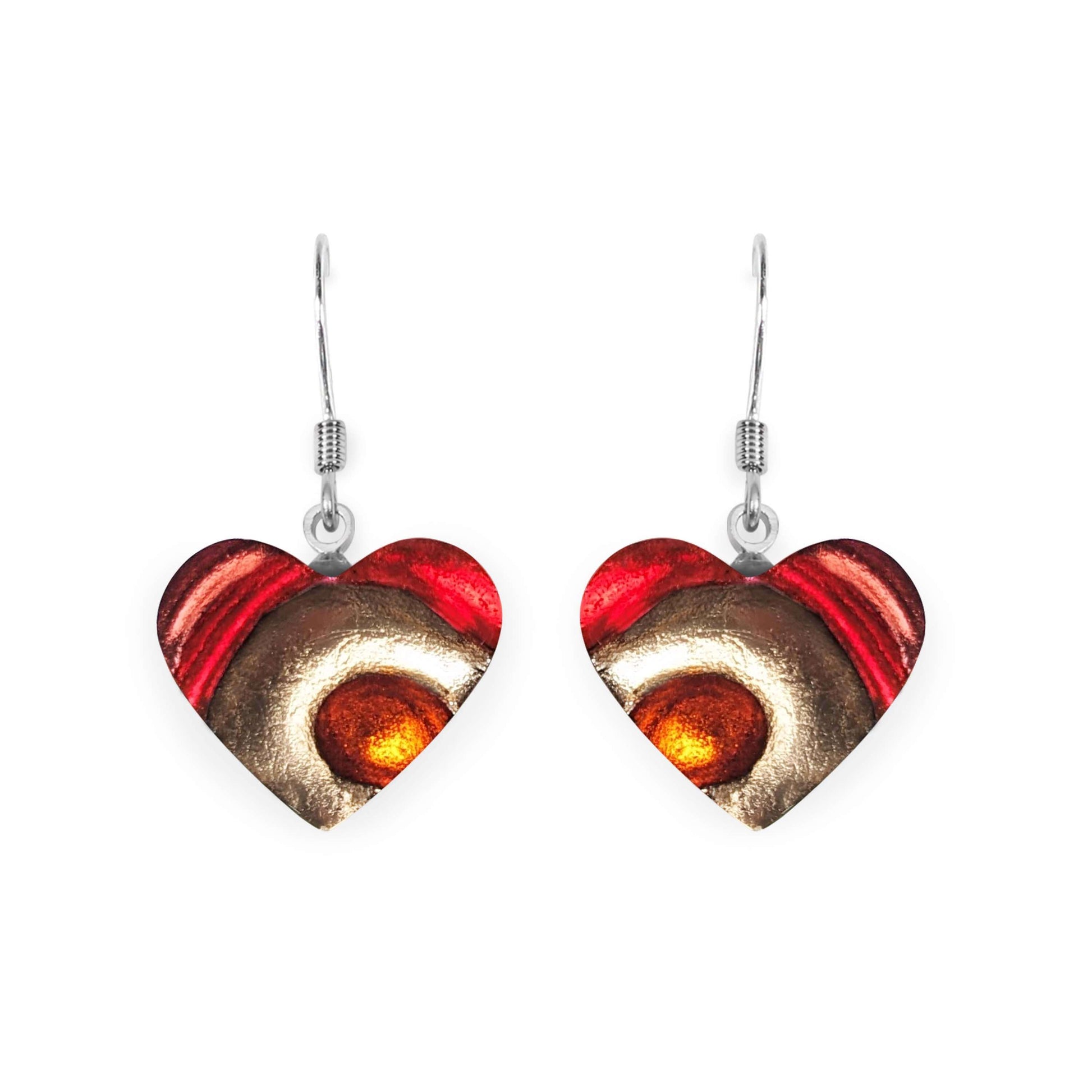 Chilli Heart Swirl Shiny Fish Hook Earrings | The Jewellery Stop