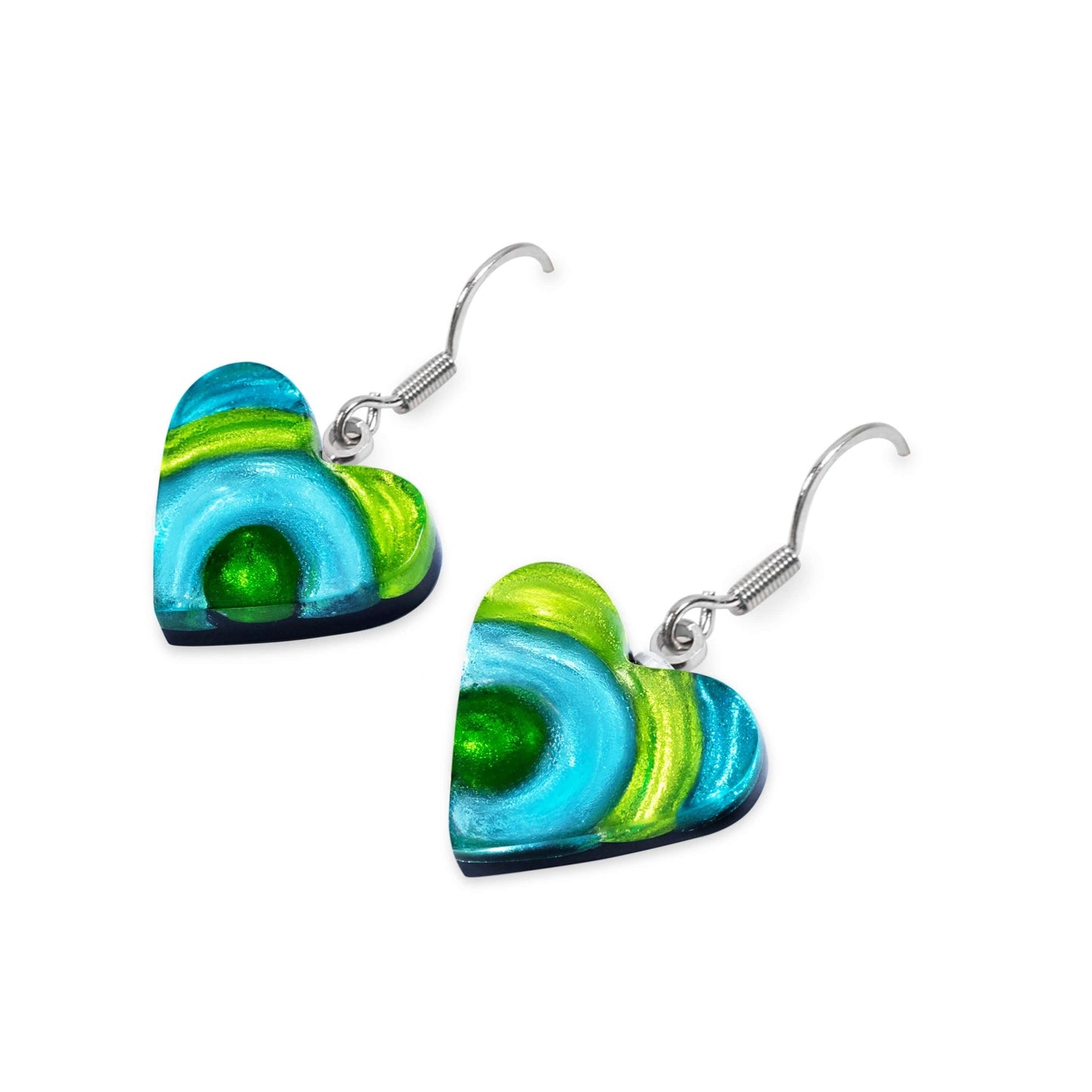 Neptune Heart Swirl Shiny Fish Hook Earrings | The Jewellery Stop