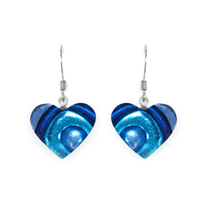 Ocean Heart Swirl Shiny Fish Hook Earrings
