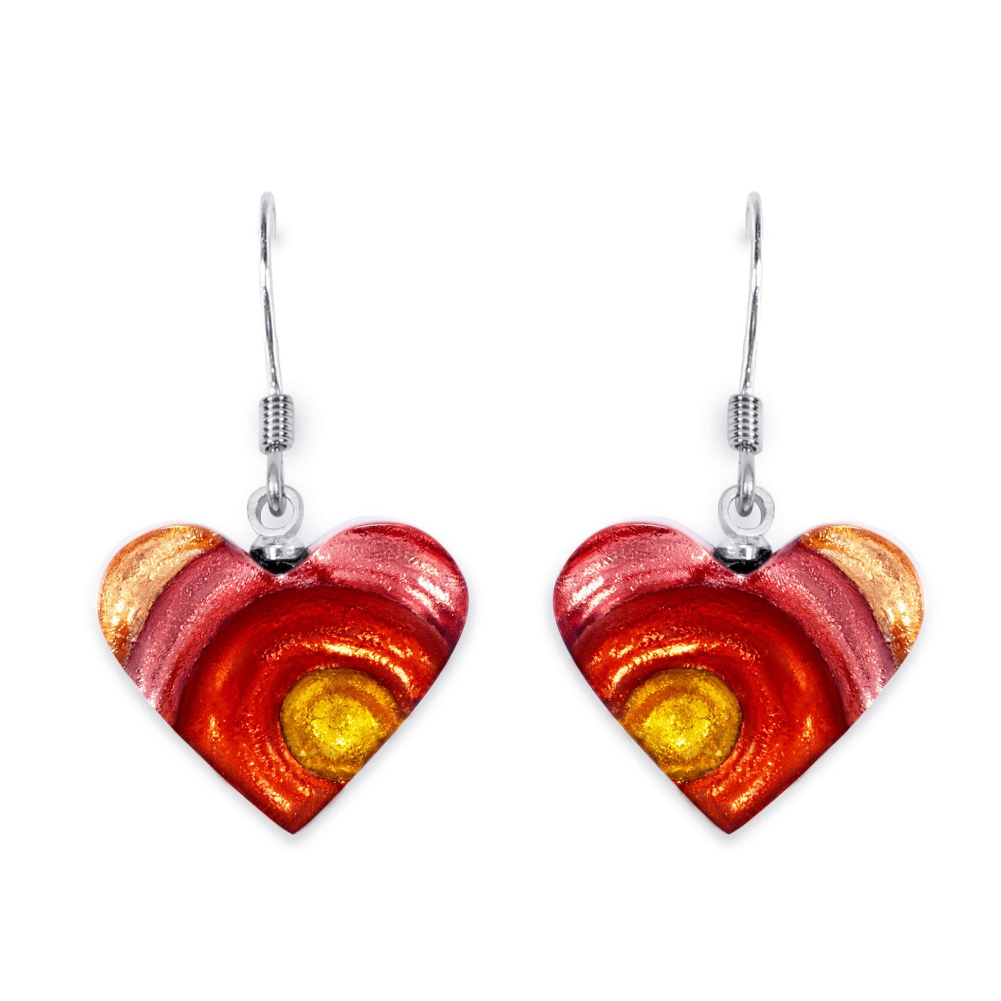 Terracotta Heart Swirl Shiny Fish Hook Earrings | The Jewellery Stop