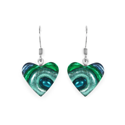 Verdigris Heart Swirl Shiny Fish Hook Earrings | The Jewellery Stop