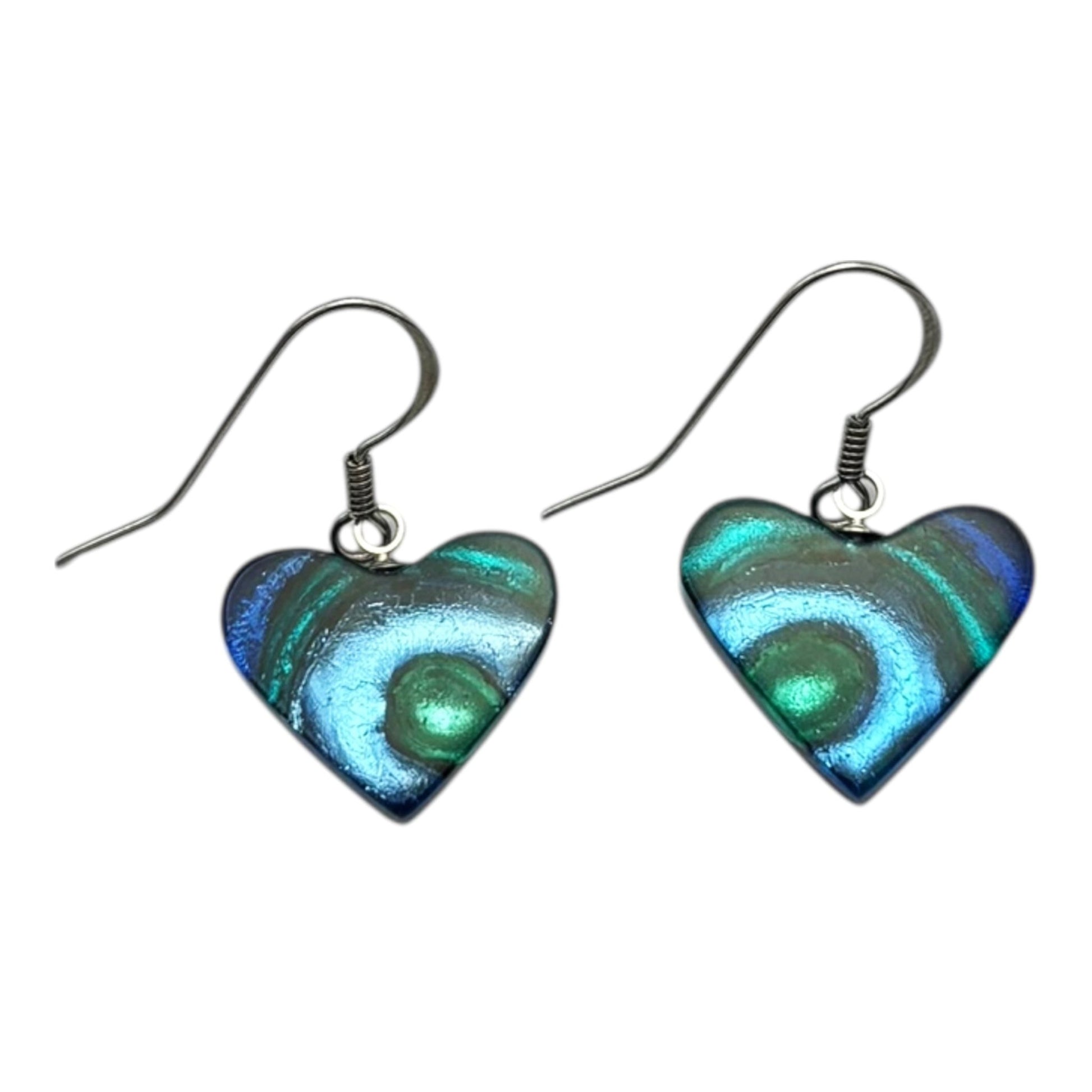 Crystal Heart Swirl Shiny Fish Hook Earrings | The Jewellery Stop
