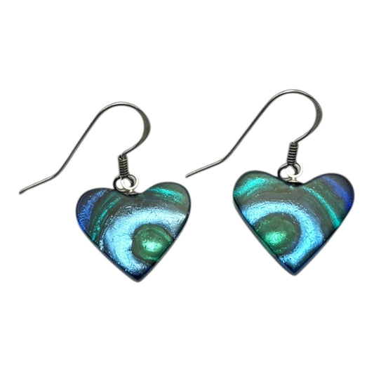 Crystal Heart Swirl Shiny Fish Hook Earrings | The Jewellery Stop